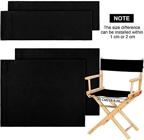 2 Set Directors Chair Canvas Replacement, Makeup Chair Seat and Back Replacement Cotton Canvas Stool Protector for Home Director Chair Medium Size (Black)