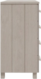 Modern White Sideboard with Sliding Doors and Five Drawers, Solid Pinewood and MDF Buffet Cabinet for Living Room Dining Area Storage