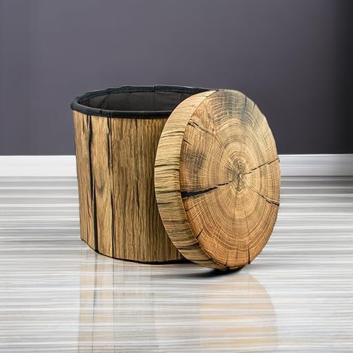 Sorbus Tree Stump Stool, Toy Storage Ottoman 15 Inch Fake tree stumps Log Stool Storage, Artificial Tree Trunk, Perfect Footstool Kids Toy Chest, Rustic Log Cabin Decor Bench, Pedestal, Side End Table
