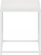 Furinno Camnus Side Table, White End Table with Metal Frame, Square Open Frame Night Stand, Bedside Table, Easy Assembly, for Living Room, Bedroom, Plain White