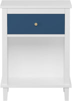 Modern Nightstand, Kids Nightstand with One Drawer, End Table for Boys and Girls, Toddler Night Stand for Living Room, Bedroom (Navy)