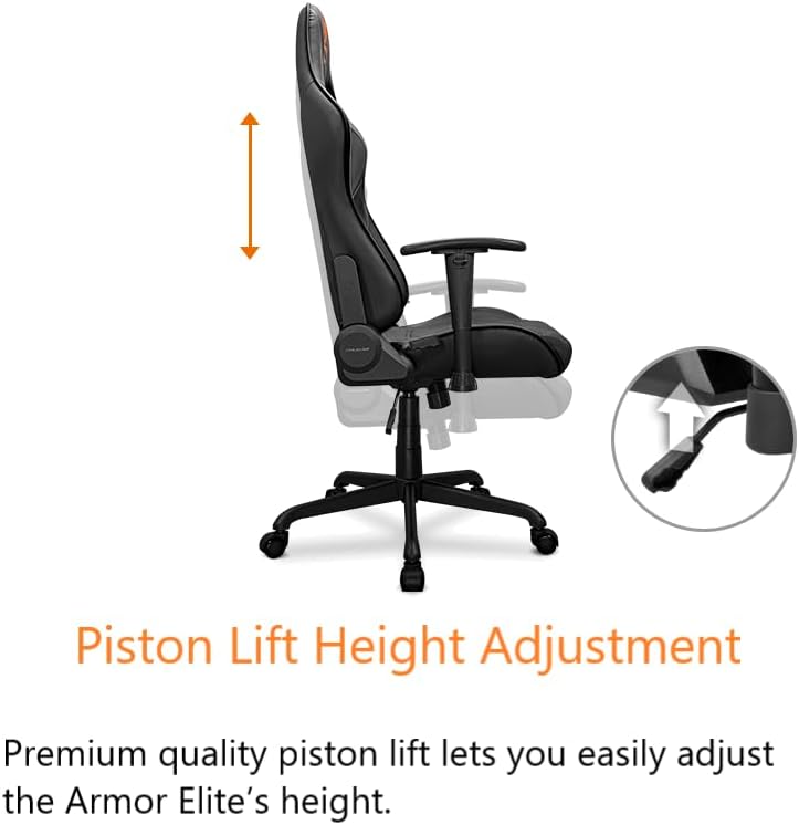 Cougar Armor Elite Royal Ergonomic Gaming Chair, Premium PVC Leather, 2D Armrest, 160º Reclining, Height Adjustment, Adjustable Tilt Tension, Head & Lumbar Pillow