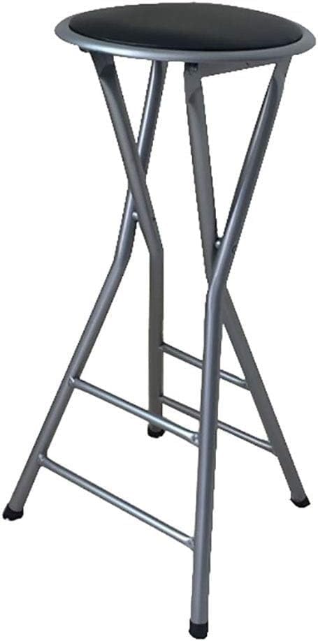 Modern Folding High Chair Bar Stool with PU Leather Seat Compact Design Adjustable Height 70CM Black(A)