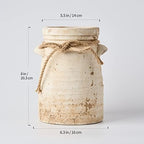 SIDUCAL Ceramic Decorative Flower Vase, 8 Inch Rustic Distressed Pottery Decorative Flower Vase for Home Decor, Ideal Shelf, Bookshelf, Mantle, Entryway, Living Room, Table Decor