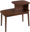 Furnifact Brown Chairside End Table, 2 Tier Shelves, Mid-Century Style Solid Wood Legs, Durable Veneer Finish, Modern Living Room Accent