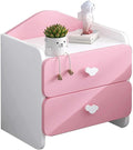 JSWHYBD Kids Nightstand，Mini Dresser，Night Stand with Drawers ，Side Table Modern Nightstand with Drawers Two Wood Bedside Table for Girls Pink and Blue DoubleLayer pink粉色