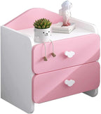 JSWHYBD Kids Nightstand，Mini Dresser，Night Stand with Drawers ，Side Table Modern Nightstand with Drawers Two Wood Bedside Table for Girls Pink and Blue DoubleLayer pink粉色