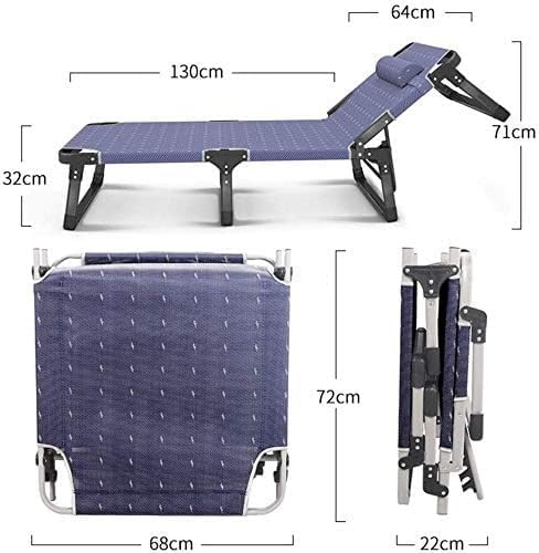 Outdoor Garden Lounge Chair Single Sunbed Household Siesta Deck Office Nap Bed Portable Camp Bed(C)