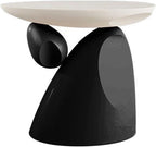 Resin Stone Side Table, Modern Sofa Accent Coffee Table for Living Room, Multifunctional Nightstand for Bedroom Hall Study, Sturdy End Table with 3 KG Load Capacity.(Black)