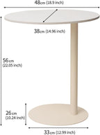 Marble Top Round Sofa Side Table Robust Iron Base with Elegant Design for Living Room & Bedroom - Easy Assembly, Cream White