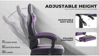 Gaming Desk Chair for Adults, Ergonomic Gaming Chair with Footrest & Headrest and Lumbar Support, Leather Material Height Adjustable Computer Video Game Chairs (Purple+Black)