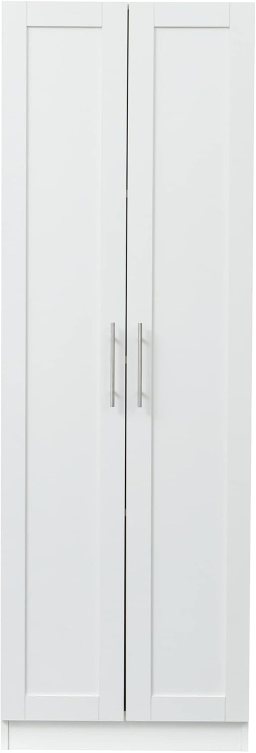 LUMISOL High Kitchen Pantry Cabinet with 2 Doors, Buffet Cupboards Sideboard with 3 Shelves, Kitchen Hutch for Living Room Dining Room, White