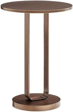 Pemberly Row Contemporary Round Accent Table, Antique Bronze Metal Finish, 15.75" Diameter x 22.5" H, Open Oval Pedestal Design, Compact Durable Side Table for Living Room or Bedroom Decor