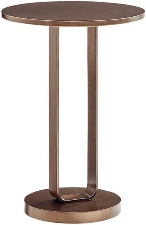 Pemberly Row Contemporary Round Accent Table, Antique Bronze Metal Finish, 15.75" Diameter x 22.5" H, Open Oval Pedestal Design, Compact Durable Side Table for Living Room or Bedroom Decor