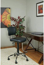 Office Star DC Series Pneumatic Drafting Chair with Vinyl Stool and Back, Heavy Duty Chrome Teardrop Footrest, Black