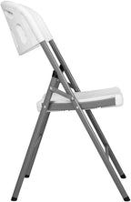 Romig Trestle Folding Chair, White Plastic Blow Mold Seat & Back, No Assembly, Heavy Duty Steel Frame, Portable Event & Commercial Seating