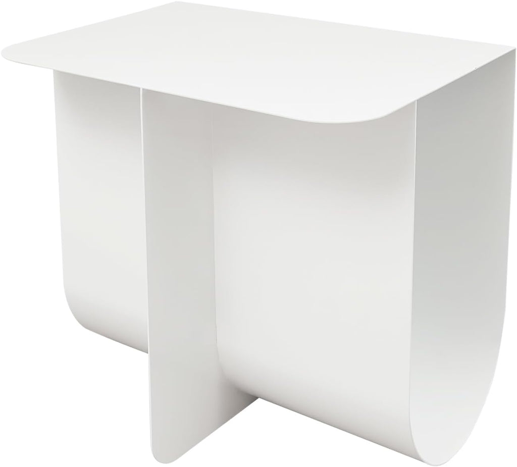 T-Shaped Metal End Table, Modern Side Table Accent Tables for Living Room, Bedroom, Office, No Assembly Required 15.7" W X 11.8" D X 15H (White)