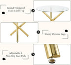 Gold Round Glass Dining Table Set for 4, 36'' Small Modern Kitchen Table Set with 4 White Gold Boucle Upholstered Dining Chairs, 5 Piece Luxury Dining Room Set, Easy Assemble