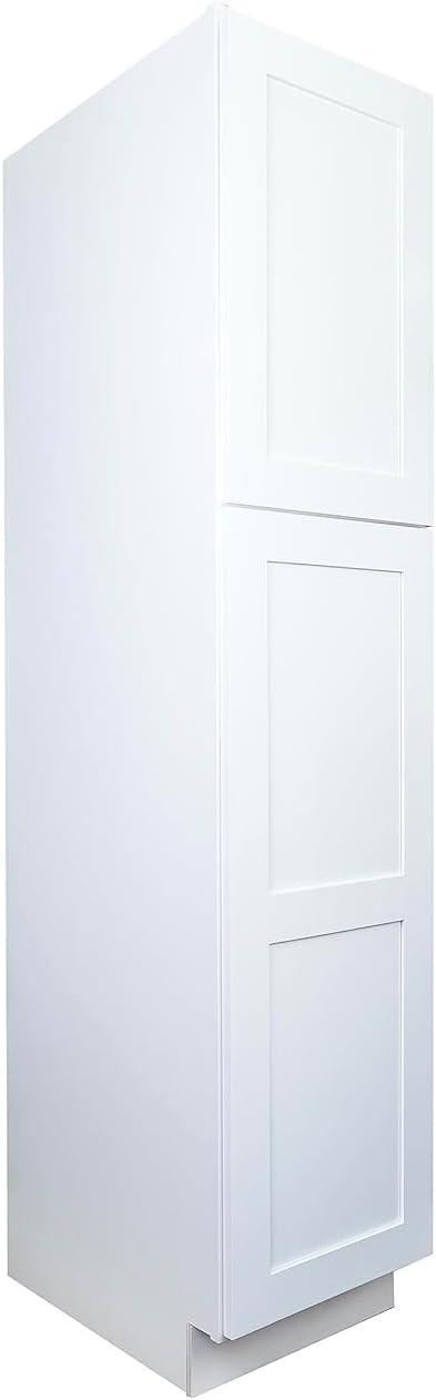 Hollywood Fabiani Design Pantry Wall Kitchen Cabinet - 18 in. W x 24 in. D x 84 in. H, Shaker White - Solid Wood Frame, 1/2-Inch Cabinet-Grade Plywood, Soft-Close Doors, Ready to Assemble