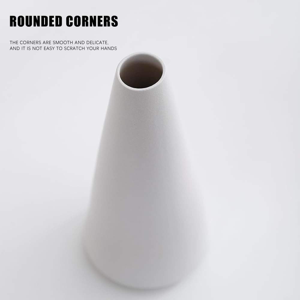 2-Piece White Matte Ceramic vase Set, Farmhouse Decoration, Decorative vase, Suitable for Kitchen, Bedroom, Office, Living Room, Bathroom, and Shelf Center Dining Table Decoration