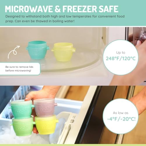 melii Snap & Go Baby Food Storage Containers | 6 Pack 2 oz, Stackable Snack Containers with Airtight Lids, BPA-Free, Reusable Cups for Purees, Meal Prep & On-the-Go