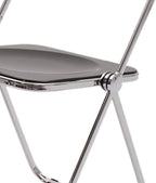 Modern Transparent Teal Acrylic Folding Chair with Electroplated Silver Legs for Clothing Store(Black)