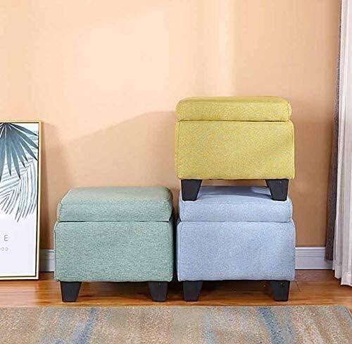 LaseVe Footstool, Linen Cotton Can Be Stored Footstool,Padded Cushion,Square Storage Change Shoe Bench,Living Room Home Decoration Furniture (Color : 3)