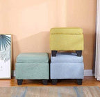 LaseVe Footstool, Linen Cotton Can Be Stored Footstool,Padded Cushion,Square Storage Change Shoe Bench,Living Room Home Decoration Furniture (Color : 3)
