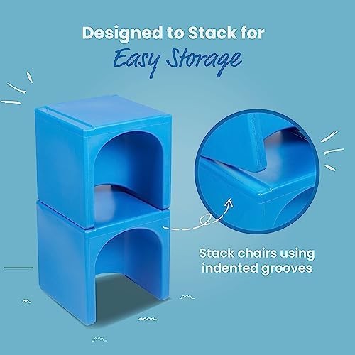 ECR4Kids Tri-Me Indoor/Outdoor 3-in-1 Plastic Multipurpose Cube Chair, Flexible Seating, Blue