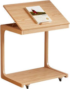 Adjustable Solid Wood TV Tray Table with Wheels - Removable Side Tables for Couch, Ideal for Living Rooms, Bedrooms & Small Spaces - Versatile Folding Snack Table