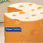 Cheese Shaped Resin Footrest Stool, Creative Cartoon Accent Seat for Bedroom Decor, Lightweight Garden Ottoman Side Table with Anti-Slip Base, Easy Care Home Furniture Accessory