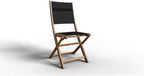 Pemberly Row Contemporary Teak Outdoor Folding Chair, Solid Grade A Teak Wood, Black Finish, Hand-Sanded, Dura Sling Seat, Compact Design, Ideal for Patio, Small Spaces, Extra Seating, Portable