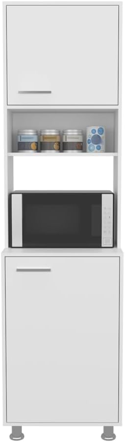 21.4" D*19.7" W*78.7" H Corner Freestanding Kitchen Pantry with 4 Shelves, 2 Single Doors, Rectangular Storage Cabinet, Modern Minimalist, for Living Room, Dining Room, White