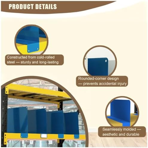 exproyzk 5pcs Heavy Duty Metal Shelf Dividers, Cold Rolled Steel Partition with Rounded Edges, Multi-Size Storage Organizer for Home, Office, Warehouse(60x25x10x5cm)