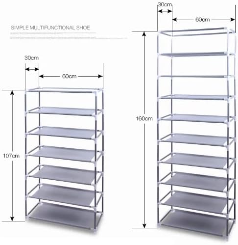 Non-Woven Fabric Shoe Rack, Black, 10-Layer 9 Lattice, Space-Saving, Portable Storage Organizer