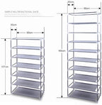 Non-Woven Fabric Shoe Rack, Black, 10-Layer 9 Lattice, Space-Saving, Portable Storage Organizer