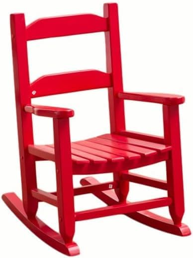 Toddler Rocking Chair Kids Child Wooden Small Baby Comfy Rocker Chairs Furniture for Nursery Bedroom Livingroom Outdoor Reading Room, Ages 3-6, Anti-Tip Design Safe & Sturdy Red