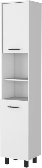 2-Door Pantry Cabinet, with Two 2-Cabinet Spaces and Two Open Shelves,for Kitchen