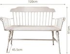 Outdoor Bench, Rustic Shabby White Outdoor Bench with Backrest, 47.2" Retro Iron Garden Bench, 2 People Leisure Seats for Park Patio Yard Porth Garden Bench