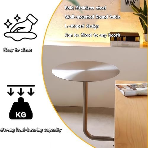 Wall-Mounted Stainless Steel Round Table, Space-Saving Hanging Table for Dining Nooks and Lounge Spaces, Minimalist Design for Compact Seating Areas
