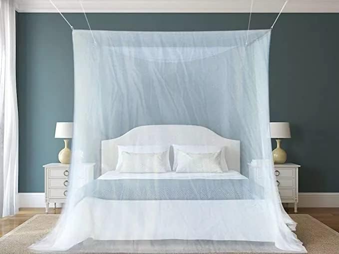 Premium Bed Mosquito Net – Full & Queen Size, Elegant White Rectangular Canopy, 360° Protection with Breathable Mesh and Easy Installation