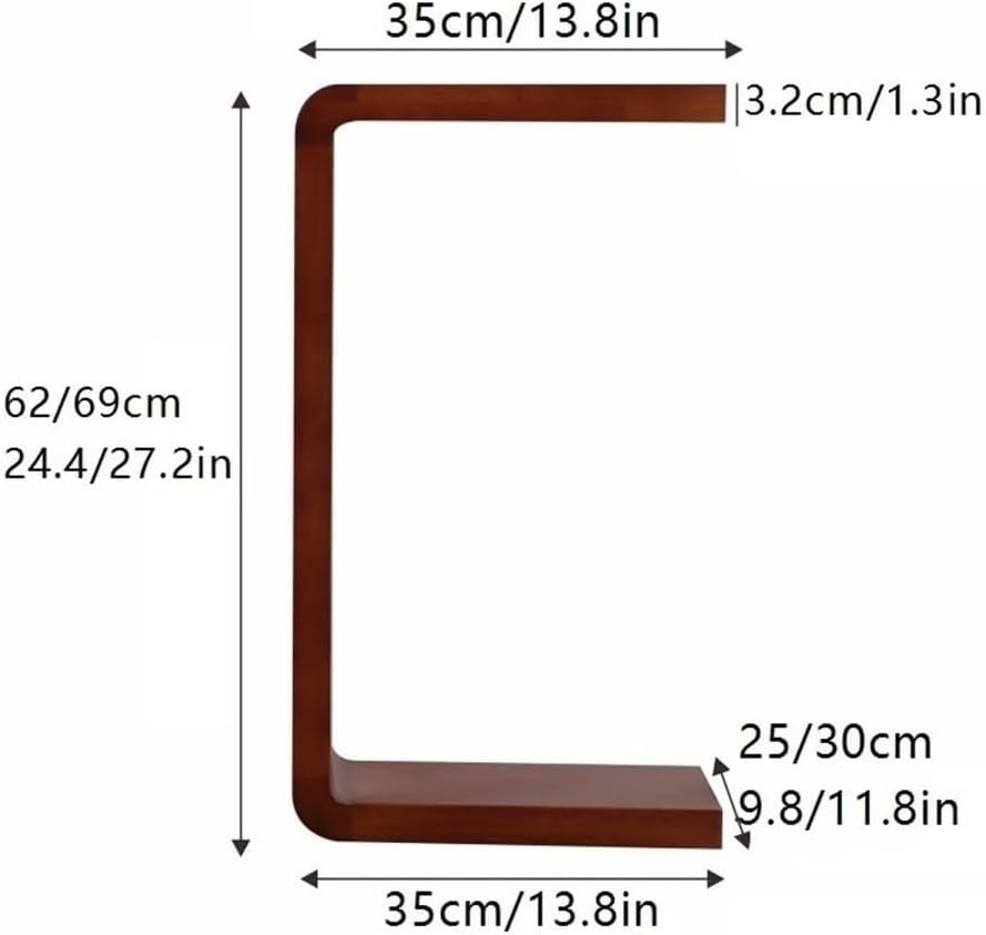 C Shaped End Table - Solid Wood Sofa Side Tables for Living Room & Home Office, Practical Laptop Desk and TV Tray