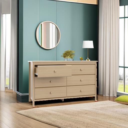 Storkcraft Alpine 6-Drawer Dresser, Driftwood | GREENGUARD Gold Certified, Brown Dresser for Bedroom, Kids & Nursery Storage, Safety Interlocking Drawers, Kids Bedroom