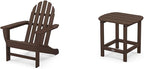 Polywood Classic Adirondack Chair, Mahogany and South Beach 18" Side Table 2-Piece Outdoor Furniture Set