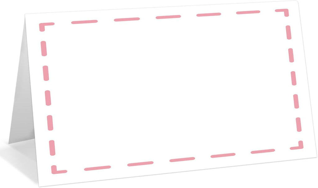 25 Pack Pink Lines Border Place Cards, Editable Name Cards for Table Setting, Tent Cards Food Label for Dinner Party, Bridal Shower, Wedding, Baby Shower and Events -T40