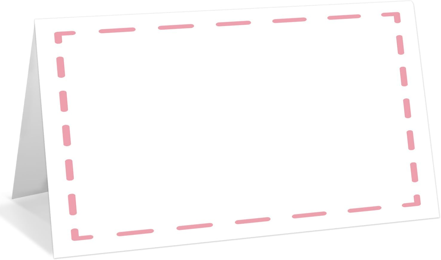 25 Pack Pink Lines Border Place Cards, Editable Name Cards for Table Setting, Tent Cards Food Label for Dinner Party, Bridal Shower, Wedding, Baby Shower and Events -T40