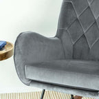Rocking Chair, Mid Century Modern Upholstered Accent Glider with Plush Cushion for Nursery Living, Dark Grey