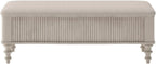 50.8-inch Multi-Functional Storage Ottoman Bench-Solid Rubberwood Bed End Bench with Linen Seat, Storage Bench for Bedroom, Entryway Shoe Organizer,Walnut (Beige + Rubber Wood + Linen)