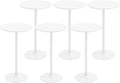 POWERSTONE Two-in-one Cocktail Tables Set of 6, 24'' Round Bar Tables with Sturdy Metal Base, 40"/22" Two Convertible Height High Top Pub Table, Coffee Table for Home Bar, Bistro, Dining Room, White