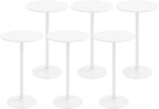 POWERSTONE Two-in-one Cocktail Tables Set of 6, 24'' Round Bar Tables with Sturdy Metal Base, 40"/22" Two Convertible Height High Top Pub Table, Coffee Table for Home Bar, Bistro, Dining Room, White